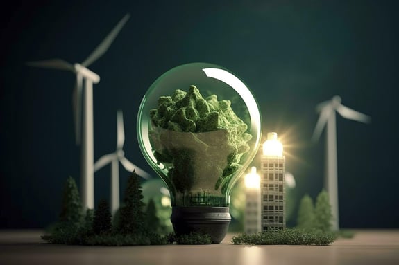 energy-consumption-and-co2-gas-emissions-are-increasing-light-bulbs-with-green-eco-city-renewable-energy-by-2050-carbon-neutral-energy-save-energy-creative-idea-concept-generative-ai-free-phot